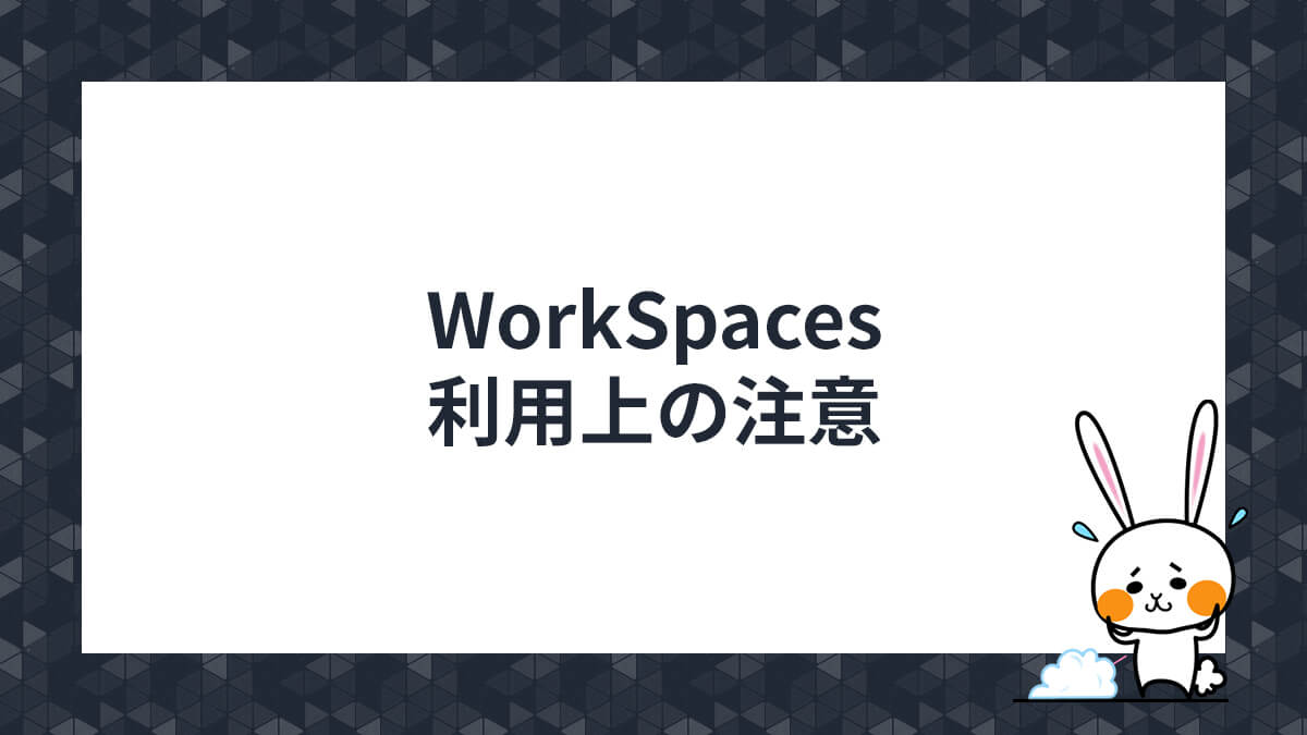 WorkSpaces利用上の注意